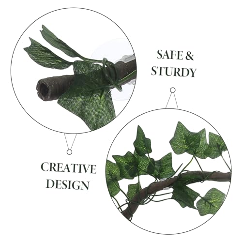 COLLBATH Jungle Vines Artificial Leaf Decor for Reptile Habitats Flexible Vines with Cups and Leaf for Lizards Frogs Snakes and More Green