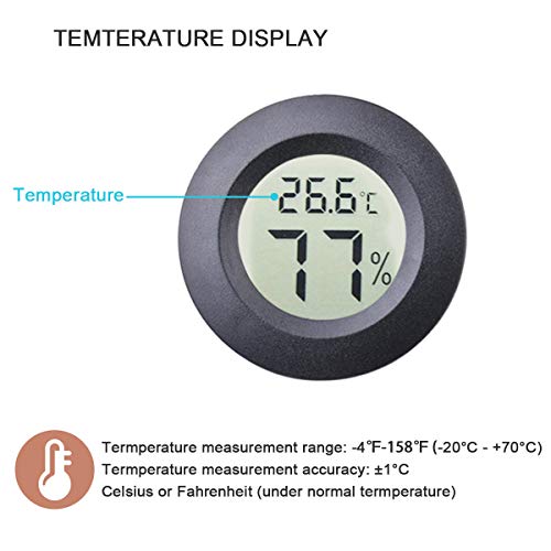 2pcs Mini Hygrometer Thermometer Indoor Outdoor Round Humidity Meter Temperature Gauge Humidity Sensor Fahrenheit Switchable Celsius Monitor for Reptile Jars 3D Printer