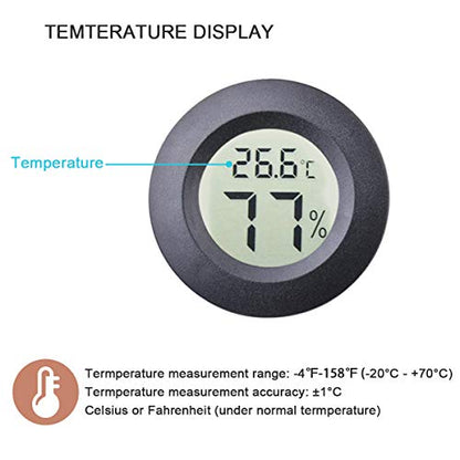2pcs Mini Hygrometer Thermometer Indoor Outdoor Round Humidity Meter Temperature Gauge Humidity Sensor Fahrenheit Switchable Celsius Monitor for Reptile Jars 3D Printer
