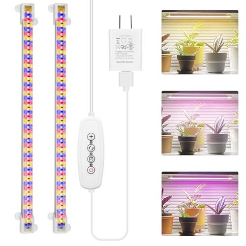 Mosthink Grow Lights for Indoor Plants Full Spectrum, Grow Light Strips with Auto Timer 3/6/12 H, Plant Lights with Red Blue White LEDs, 3 Lighting Modes,5 Dimmable Levels, 2 Packs,Updated Controller - color: Mix, size: 2 Packs