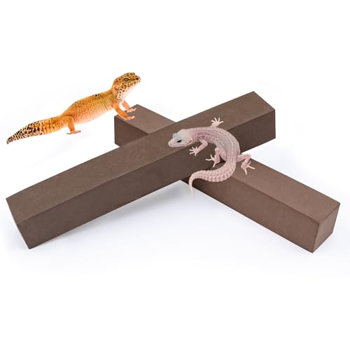 2-Pack Adjustable Reptile Climbing Branches – Brown Compressed Foam Strips for Tree Frogs, Geckos & Small Arboreal Pets | Naturalistic Habitat Decor - color: Brown