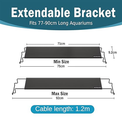 24/7 Mode LED Aquarium Light for 30-36 Inch Plant & Fish Tank, IP68 Full Spectrum Light, Sunrise-Daylight-Moonlight, White Red Green Blue Pink LEDs with Extendable Brackets for Freshwater - size: For 30-36 inch Tank