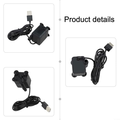 Ultra-Quiet USB Submersible Water Pump DC 5V 3W for mini Fountain Pump For Aquarium Fish Tank Hydroponics Small Pond Water Circulation With Suction Cups Power Cord