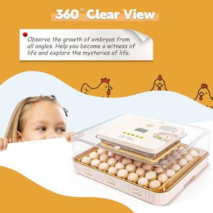 Sailnovo Incubators for Hatching Eggs 56 Egg Incubator with Auto Egg Turning and Auto Humidification, Temperature Control, Incubator for Chicken Duck Quail Eggs, Perfect for Lab School Farm