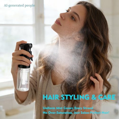 Continuous Spray Bottle, 6.8 OZ Hair Spray Bottles, Ultra-Fine Mister Spray Bottle for Hairstyling, Cleaning, Plants, Pets, Salons, and More (1 Pack) - color: Black