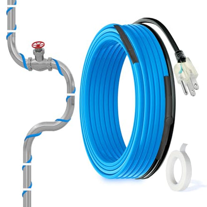 MAXKOSKO 24 Ft. 120 V Heating Cable for Pipe Freeze Protection, Self-Regulating Heat Tape for Water Pipes for Metal and Plastic Pipes, Energy-Saving Heat Trace Cable Keeps Water Flowing at -40 °F - color: 24-feet