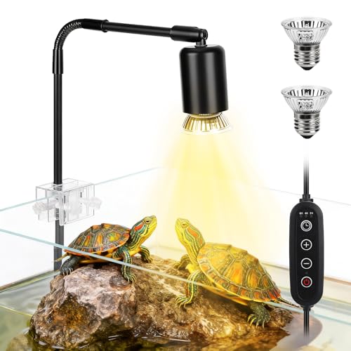 Reptile Heat Lamp, 360° Rotatable UVA/UVB Light Lamp with 2 Pack Basking Bulbs 50W, Suitable for Bearded Dragon, Reptiles, Turtle, Lizard, Snake