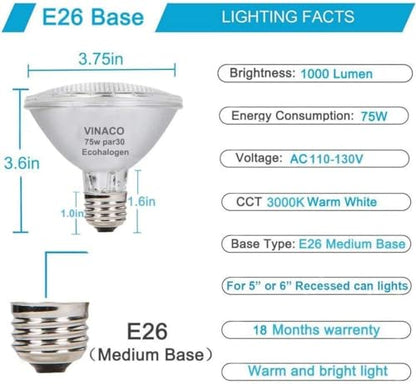 PAR30 Short Neck, 2pcs par30 75w 120v Light Bulbs, Dimmable, Warm White, High Brightness par30 Flood Light with 40 Deg Beam, E26 Base, par30s halogen great for Track Light , Recessed Light Bulbs - style: 75 W - 2 Pack