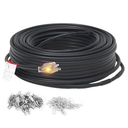 HEATIT 8JHSF1 Self Regulating Pre-Assembled Heating Cable with Spacer and Clips, Heat Tape for Roof Deicing and Pipe Freeze Protection,120V 8W/ft, 30FT - color: 8W/FT (KIT), style: 30FT