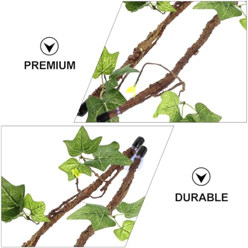 POPETPOP 2PCS Reptile Vines for Terrarium Flexible Simulation Plants Suction Cups Habitat Decor for Lizards Snakes and Gecko Climbing