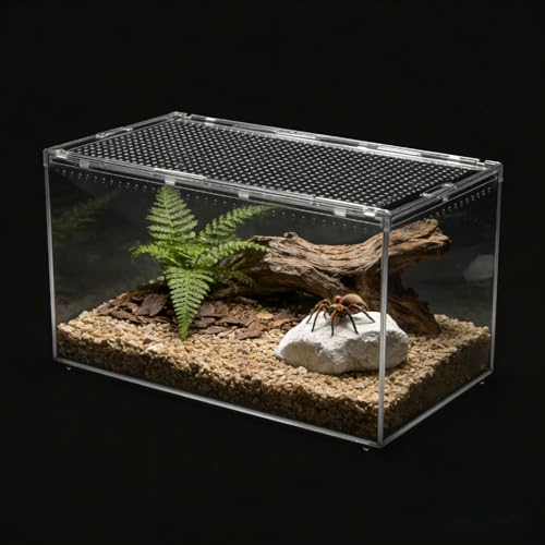 Small Tarantula Enclosure 8×6×4", Magnetic Escape-Proof Terrarium | Compact Clear PC Enclosure with Sliding Lid & 360° Viewing, Perfect for Isopods, Beetles & Small Tarantulas, Easy Setup - size: A-S(8x6x4in)