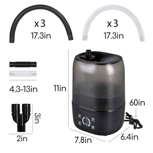 Reptile Fogger Humidifier with Timing, 4L Large Digital Reptile Fogger Terrarium Humidifiers with Double Extension Tube Automatic Reptile Misting System