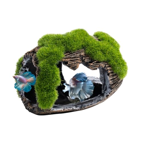 Betta Broken Barrel Decor Fish Tank Accessories, Resin Fish Hide Cave Aquarium Decoration Fish Tank Toys Hole Accessories (Small) - color: Small