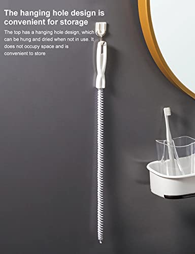 2-Piece Flexible Drain Brush Sink Unblocker Elastic Hose Pipe Straw Cleaning Brush with Handle Kitchen Drain Unblocker Wire Cleaner Bathroom Toilet Pipe Dredging Cleaning Hair Catcher Rod