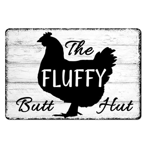 Chicken Coop Signs Metal Tin Decor - Vintage Farm Outdoor Wall Art, Funny Yard Kitchen Gifts for Chicken Lovers - Fluffy Butt Hut Chicken Signs for Barn, Coop Accessories 8x12 Inch - color: Sign 036