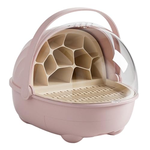 Silkworm Breeding Box Transparent Small Animal Feeding Container Removable Habitat Cage Portable Reptile Carrier with PP Material for Turtle Frog Snak, Pink - color: Pink
