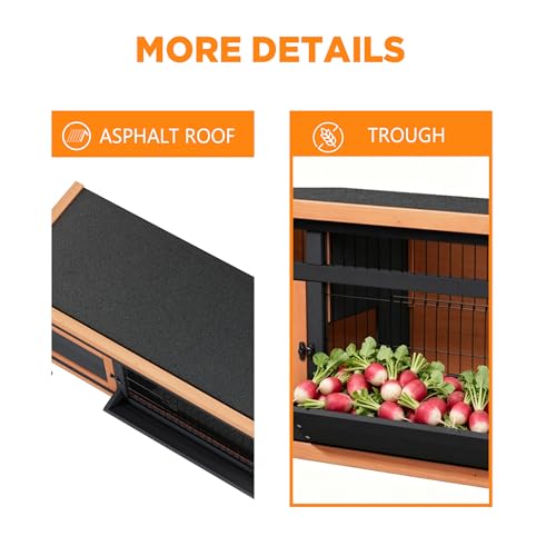 Tortoise Habitat Reptile Enclosure, Wooden Tortoise Enclosure with Open Waterproof Roof, Leakproof Tray & Elevated Legs, Indoor-Outdoor Small Animal Cage for Turtles, Lizards & More