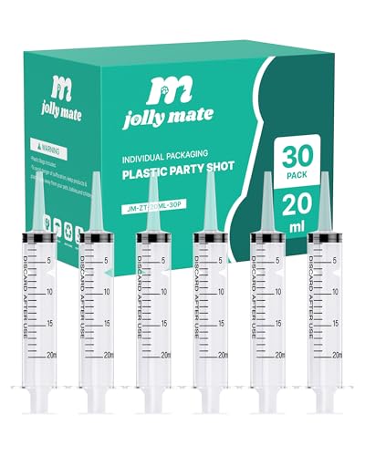 JollyMate 30 Pack 20ml Oral Syringe for Liquids, 20cc Oral Syringes without Needle with Cap Individually Wrapped for Pet Feeding, Scientific Labs, Measuring Liquids, Oil & Glue Dispenser - style: 20ml
