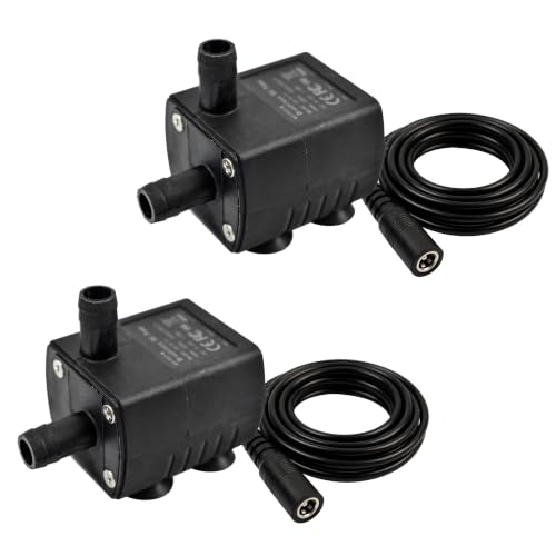 CONQUERALL 2PCS DC 12V 5W Waterproof Submersible Pump 200L/H 2m for Yard Drainage, Hydroponics and Solar Fountain - color: 12v 5w 200l/H 2m Head, size: 2PCS