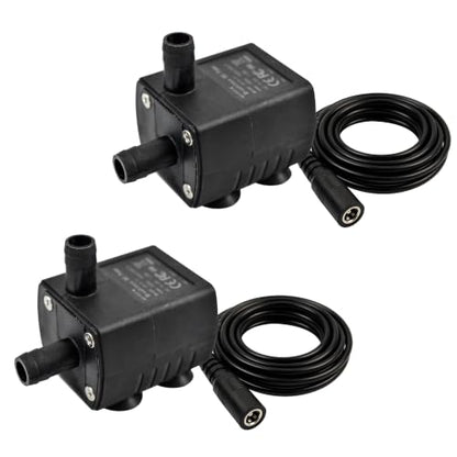 CONQUERALL 2PCS DC 12V 5W Waterproof Submersible Pump 200L/H 2m for Yard Drainage, Hydroponics and Solar Fountain - color: 12v 5w 200l/H 2m Head, size: 2PCS