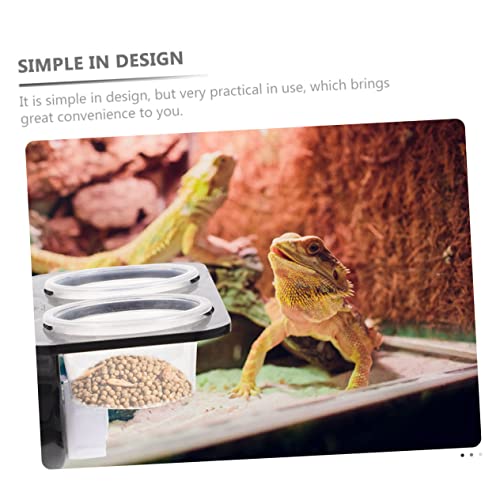 Happyyami Large Reptile Water Dish Gecko Feeder with Double Cups Reptile Feed Platform Random Color