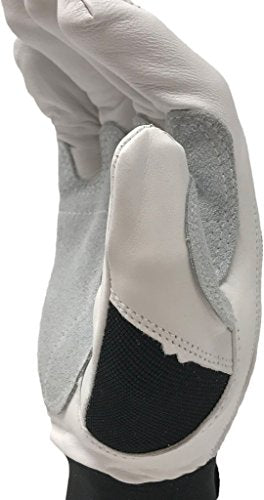 Ironcat Heavy Duty Top Grain Goatskin Leather Glove with Spandex Back, Reinforced Palm, Hook & Loop Closure, White/Black - size: Medium