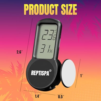 Reptile Thermometer Hygrometer, 2 Pack | Digital LCD Display, Temperature Gauge, Humidity Meter, For Reptile Terrarium & Bearded Dragon Tank