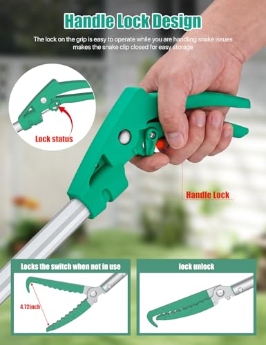 Snake Grabber Tool,78" Professional Snake Tongs for Rattlesnake Heavy Duty Reptile Tongs Extra Long with Wide Jaw Handling Tool