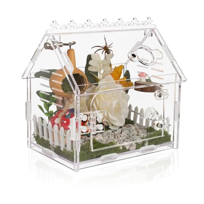 Jumping Spider Enclosure - 5.9"x3.9"x5.1" Magnetic Acrylic Terrarium Kit for Tarantula, Mantis and Reptiles, Escape-Proof Habitat with Secure Latches & Ventilation, Clear Invertebrate Breeding Cage