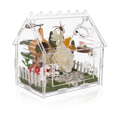 Jumping Spider Enclosure - 5.9"x3.9"x5.1" Magnetic Acrylic Terrarium Kit for Tarantula, Mantis and Reptiles, Escape-Proof Habitat with Secure Latches & Ventilation, Clear Invertebrate Breeding Cage
