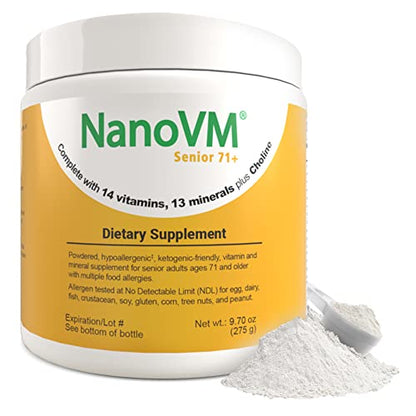 Senior 71+, Allergen-Free Vitamin Supplements, Unflavored Multivitamin Powder with 14 Vitamins & 13 Minerals, Low-Carbohydrate Mineral Supplements, 275g - Solace Nutrition - style: Senior