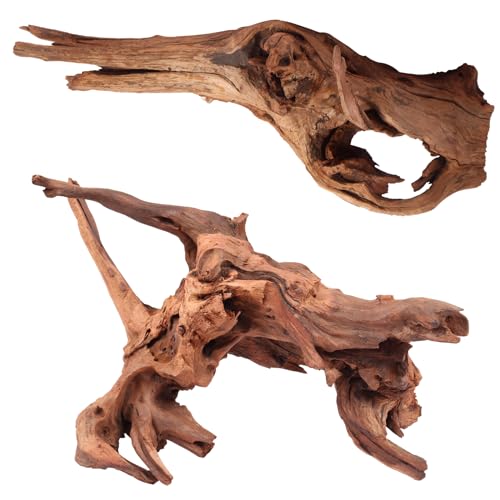 LYPHARD AQUARIUMS Driftwood for Aquarium, 2 Pieces 14-18 Inches Large Natural Drift Wood Fish Tank Assorted Branch Decorations for Reptile Hide - size: 14-18" 2pcs