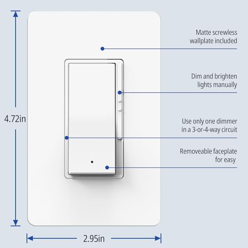 ThunderWay Digital Dimmer Light Switch, Single Pole/3-Way LED Slide Dimmer, for 300W Dimmable LED/CFL Lights and 700W Incandescent/Halogen, Wall Plate Included, 2 Pack, Matte White