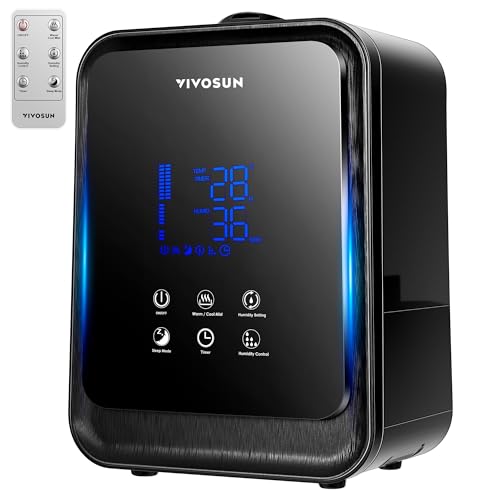 VIVOSUN 4.5L 2-in-1 Cool & Warm Mist Ultrasonic Humidifier with Essential Oil Box & Remote Control for Bedrooms, Offices, Plants, Babies, Dryness, and Skincare - style: 4.5L 2-in-1 Cool & Warm Mist Humidifier