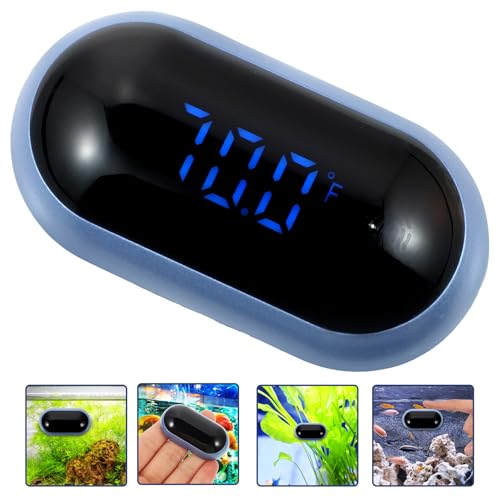 POPETPOP Digital Aquarium Thermometer with Large Clear LED Screen Reusable Adhesive Fish Tank Temperature Gauge for Freshwater and Reptile Tanks Accurate External Water Temp Monitor for