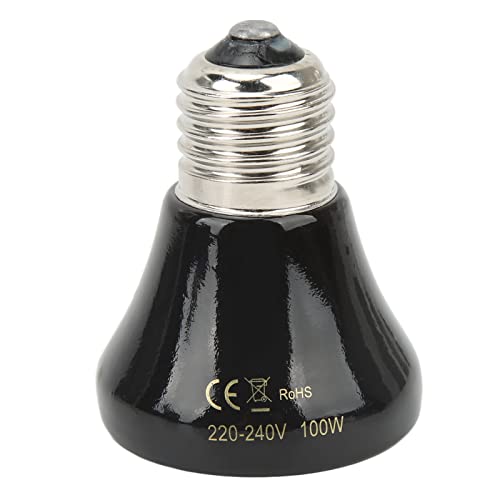 EMUKOEP Ceramic Reptile Heat Lamp Bulb Ceramic Heat Lamp Mini Infrared Heat Ceramic Amphibian Heating Lamp for Lizards Reptiles 220V‑240V (100W Black)