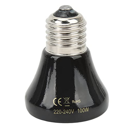 EMUKOEP Ceramic Reptile Heat Lamp Bulb Ceramic Heat Lamp Mini Infrared Heat Ceramic Amphibian Heating Lamp for Lizards Reptiles 220V‑240V (100W Black)