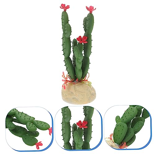 TOYANDONA Artificial Plastic Cactus Decoration for Fish Tank Low Maintenance Simulated Plant Ornament for Aquariums Reptile Terrariums Decor