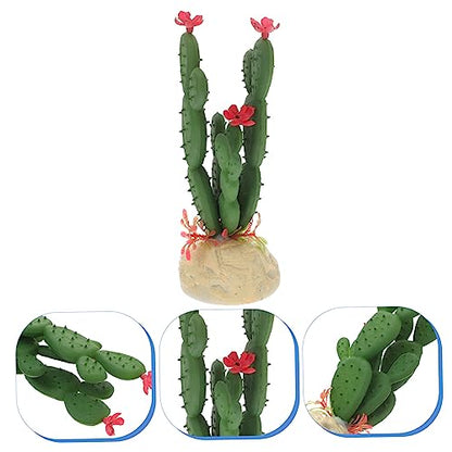 TOYANDONA Artificial Plastic Cactus Decoration for Fish Tank Low Maintenance Simulated Plant Ornament for Aquariums Reptile Terrariums Decor