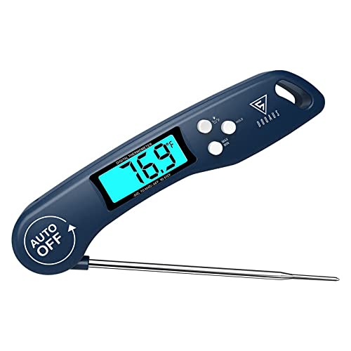 DOQAUS Digital Meat Thermometer, Instant Read Food Thermometer for Cooking with Backlit & Auto-Rotating Display, 4.6” Probe for Grilling, Baking, and Perfect BBQ - Blue - color: Night Navy, size: 1 Pack (4.6 Inches Probe)