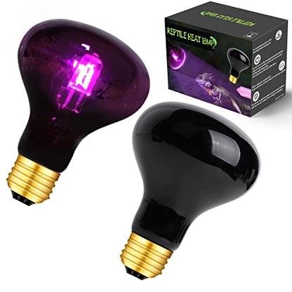 75W Night Heat Lamp Heating Infrared Bulb, Moonlight Bulb Reptile Heat Lamp UVA Spot Lamp for Reptile and Amphibian - Lizard Tortoise Snake Chameleon Spider 2 Pack