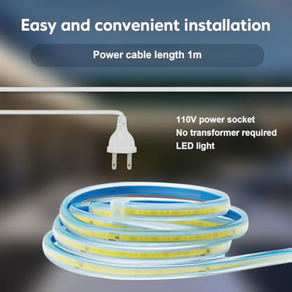110v LED Strip Lights 16.4 Foot 120 Volt Waterproof Under Cabinet Lighting Strip White 6000K 5 Meter Flexible LED Rope Lights for Bedroom Kitchen Living Room (Cold White, 16.4ft) - color: Cold White 6000K, size: 16.4ft