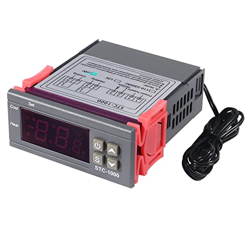 2pcs STC-1000 DC 24V 10A Digital LED Temperature Controller Cooling Heating Centigrade Thermostat Sensor 2 Relay Output with NTC 10K Thermistor Sensors Temperature Probe - style: 24V