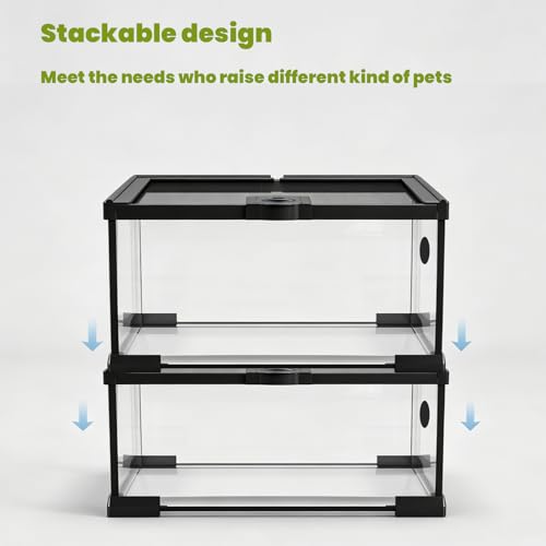 10 Gallon Glass Reptile Tank 20"x12"x10" – Bearded Dragon Tank, Leopard Gecko Tank, Snake Cage, Turtle Tank, Frog Tank, Reptile Enclosure - size: 20*12*10in