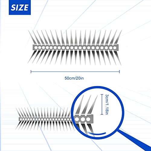 Bird Spikes - Stainless Steel Fence Spikes for Pigeons, Raccoons, Snakes - Deterrent Defender (20inch) - style: 20inch