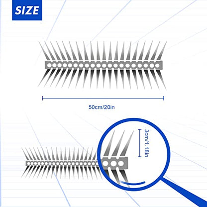 Bird Spikes - Stainless Steel Fence Spikes for Pigeons, Raccoons, Snakes - Deterrent Defender (20inch) - style: 20inch