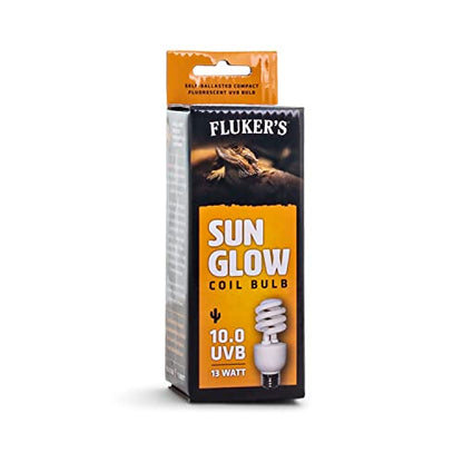 Fluker’s Sun Glow 10.0 UVB Fluorescent Coil Bulb for Desert Reptiles, Reptile Heat Light Stimulates Natural Synthesis of Vitamin D in Captive Reptiles, 13 Watt - size: 13 Watts