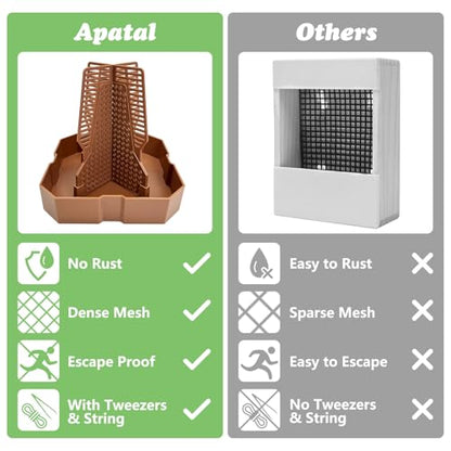 2PCS Reptile Hunting Bowl,4.4"×4.4"×4.7" H Insect Feeding Box with Rope and Tweezers Chameleon Feeder Bowls Hanging Bearded Dragon Bug Bowls Mounted Insect Reptile Feeder Box(Brown, Small) - color: Brown, size: Small:4.4"L×4.4"W×4.7"H