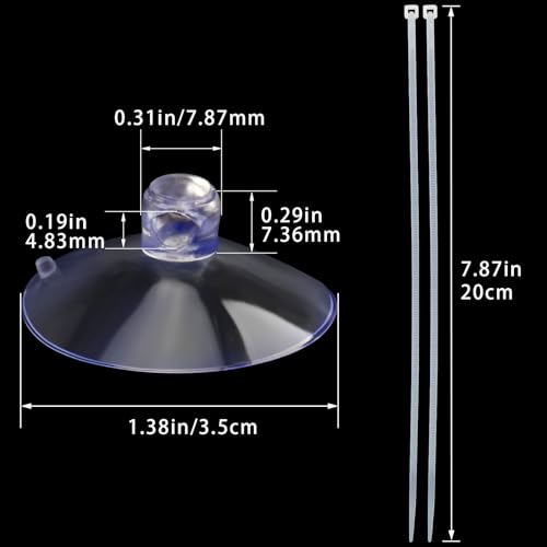 ANCIRS 30pcs 35mm Suction Cups with 50pcs Transparent Zip Ties, Rubber Anti-Collision Sucker Pad Without Hooks for Home & Kitchen Hanging Organization - size: 35 mm
