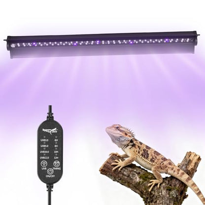 UVB Light for Reptiles, 18W HO LED UVB Reptile Light Fixture UVA UVB Lamp Bulb Terrarium Light with Timer and 5 Adjustable Brightness for Bearded Dragon Turtle Snake Crested Gecko Chameleon, 22 Inch - size: 22 Inch